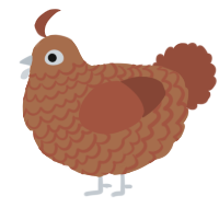 A brown and russet chicken with a lace pattern