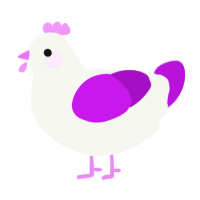 A white and amethyst chicken