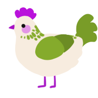 A cream and chartreuse chicken with a neck-speckle pattern