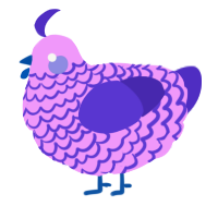 A lavender and indigo chicken with a lace pattern