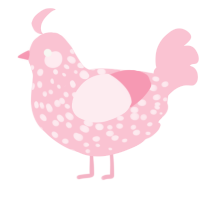 A rose chicken with a speckle pattern
