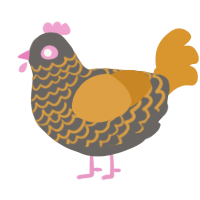 A grey and orange chicken with a lace pattern