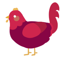 A maroon and crimson chicken with a head pattern