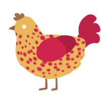 A honey and crimson chicken with a speckle pattern
