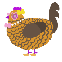 A orange and bark chicken with a lace pattern