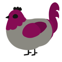 A ash and wine chicken with a head pattern