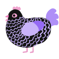 A black and lilac chicken with a lace pattern