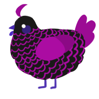 A sable and plum chicken with a lace pattern