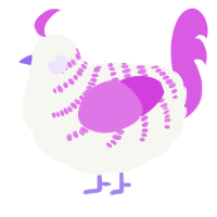 A white and orchid chicken with a half-bar pattern