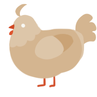 A beige chicken with a head pattern