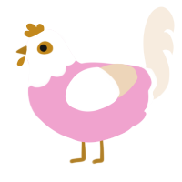 A pink and cream chicken with a head pattern