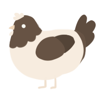 A cream and bark chicken with a head pattern