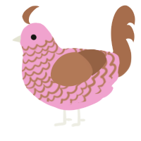 A pink and brown chicken with a lace pattern