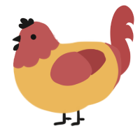 A honey and red chicken with a head pattern