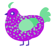 A amethyst and spring chicken with a speckle pattern