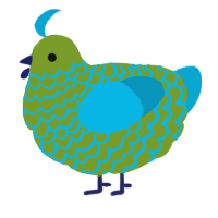 A chartreuse and cerulean chicken with a lace pattern