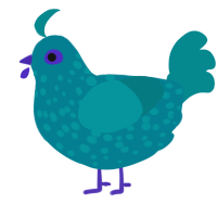 A sea and teal chicken with a speckle pattern