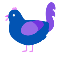 A ultramarine and blurple chicken