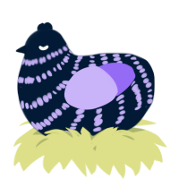 A tumblr and lilac chicken with a bar pattern