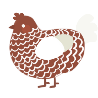 A russet and white chicken with a lace pattern
