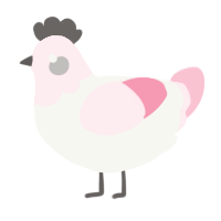 A white and rose chicken with a head pattern