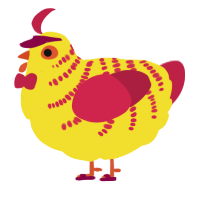 A yellow and russet chicken with a half-bar pattern