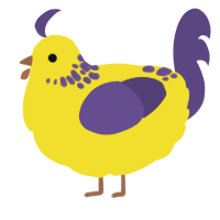 A yellow and overcast chicken with a neck-speckle pattern