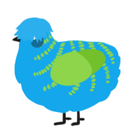 A sky and grass chicken with a half-bar pattern