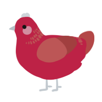A crimson and red chicken with a neck-band pattern
