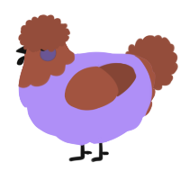 A lilac and russet chicken with a head pattern