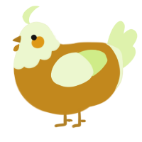 A ochre and apple chicken with a head pattern