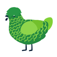 A viridian and grass chicken with a lace pattern