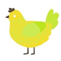 A yellow and lime chicken with a lace pattern