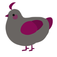 A grey and wine chicken