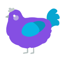 A blurple and cerulean chicken