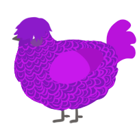 A violet and amethyst chicken with a double-lace pattern