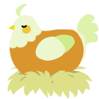 A orange and apple chicken with a head pattern
