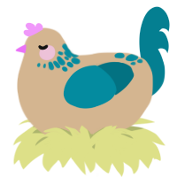 A beige and sea chicken with a neck-speckle pattern