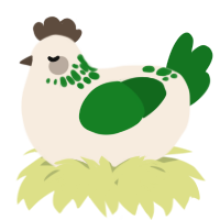 A cream and leaf chicken with a neck-speckle pattern