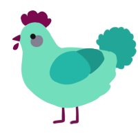 A mint and turquoise chicken