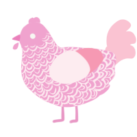 A pink and rose chicken with a double-lace pattern