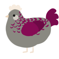 A ash and wine chicken with a half-lace pattern