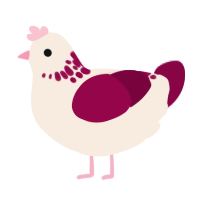 A cream and maroon chicken with a neck-speckle pattern