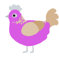 A orchid and beige chicken with a neck-speckle pattern