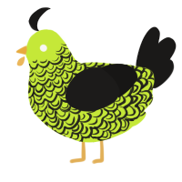 A lime and sable chicken with a double-lace pattern