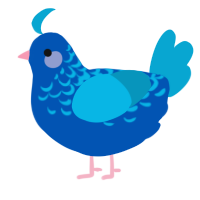 A ultramarine and cerulean chicken with a half-lace pattern