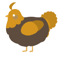 A bark and ochre chicken with a head pattern