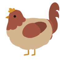 A beige and russet chicken with a head pattern