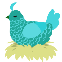 A turquoise and aqua chicken with a lace pattern