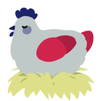 A silver and crimson chicken